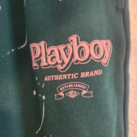 Playboy Women's Size S Sweatpants Green/Pink 90's Sexy Bunny Logo Sweatshirt NWT - Picture 2 of 5